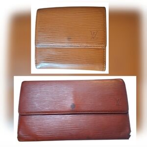 TWO Louis Vuitton Epi Leather Wallets– Brown Bifold/Long Tri Fold Epi Wallet